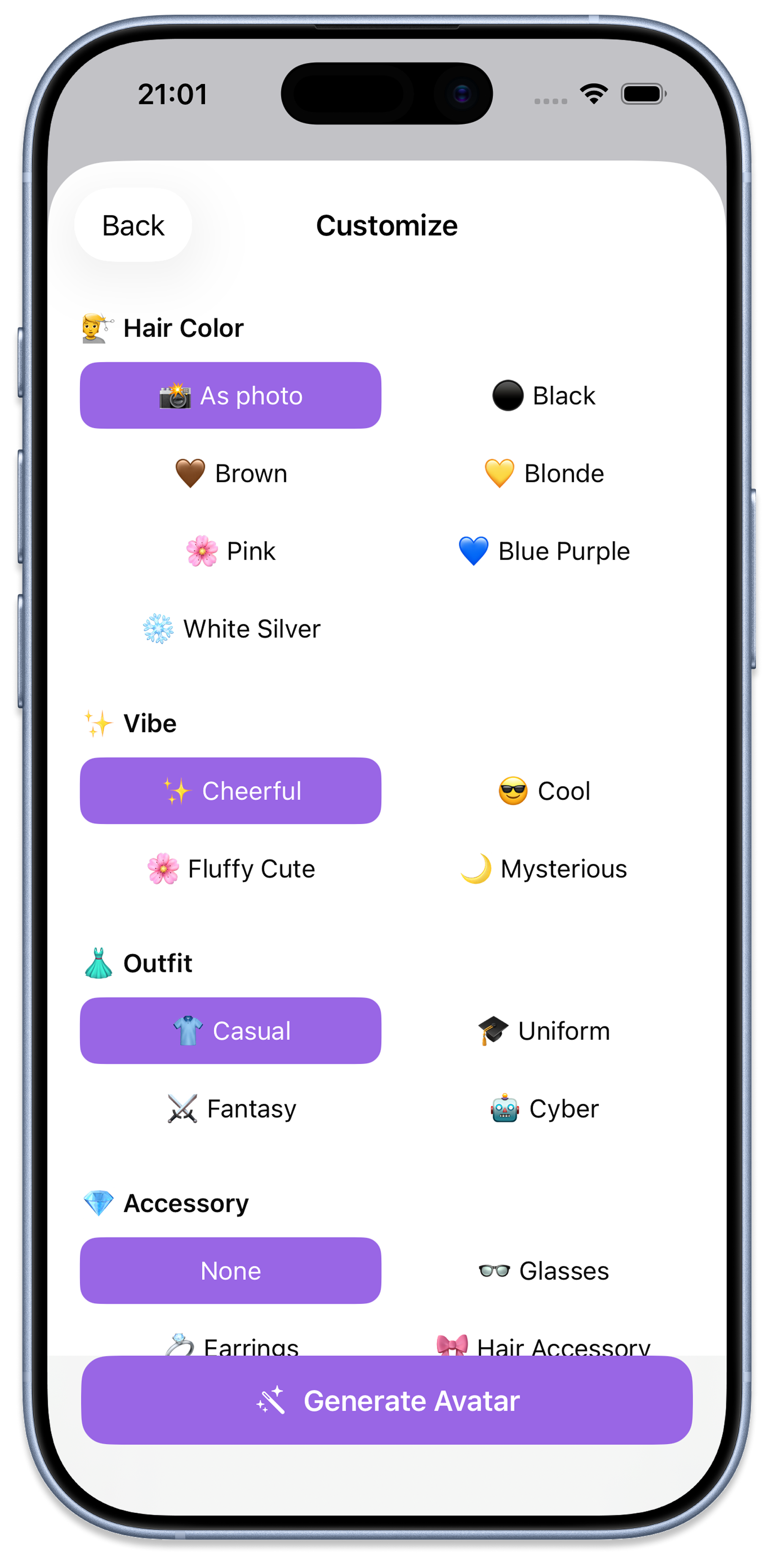 Avatune app screenshot